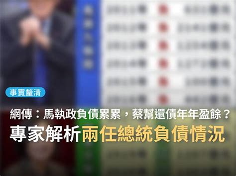 歷任總統舉債|【事實釐清】網傳圖卡「馬政府執政8年負債累。